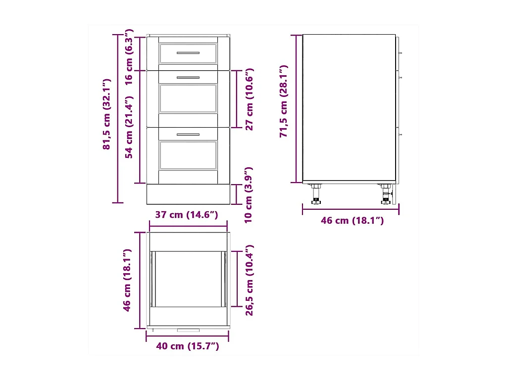 Armoire de cuisine Porto sonoma gris bois d'ingénierie