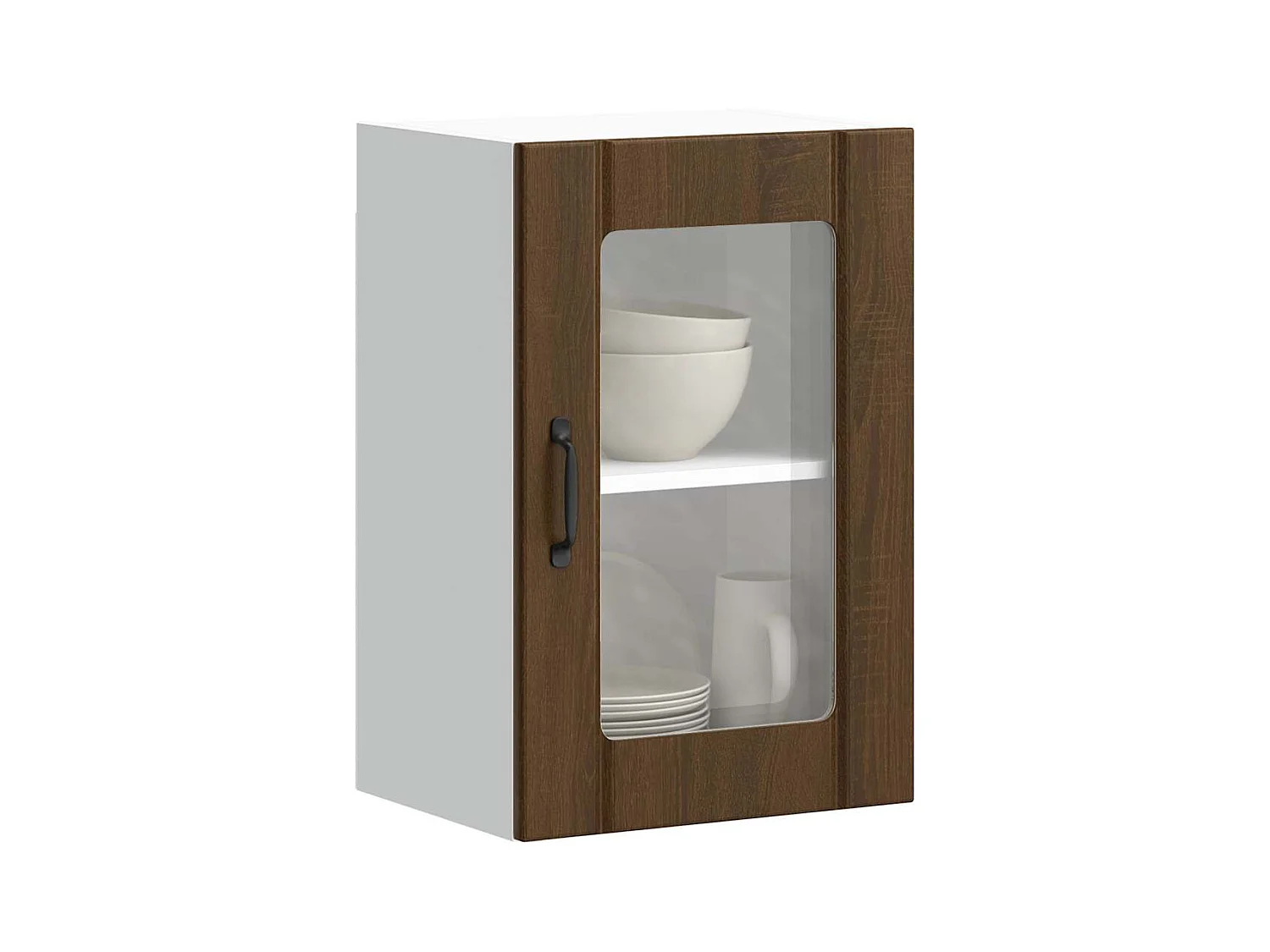 Armario de pared para cocina puerta cristal Lucca roble marrón