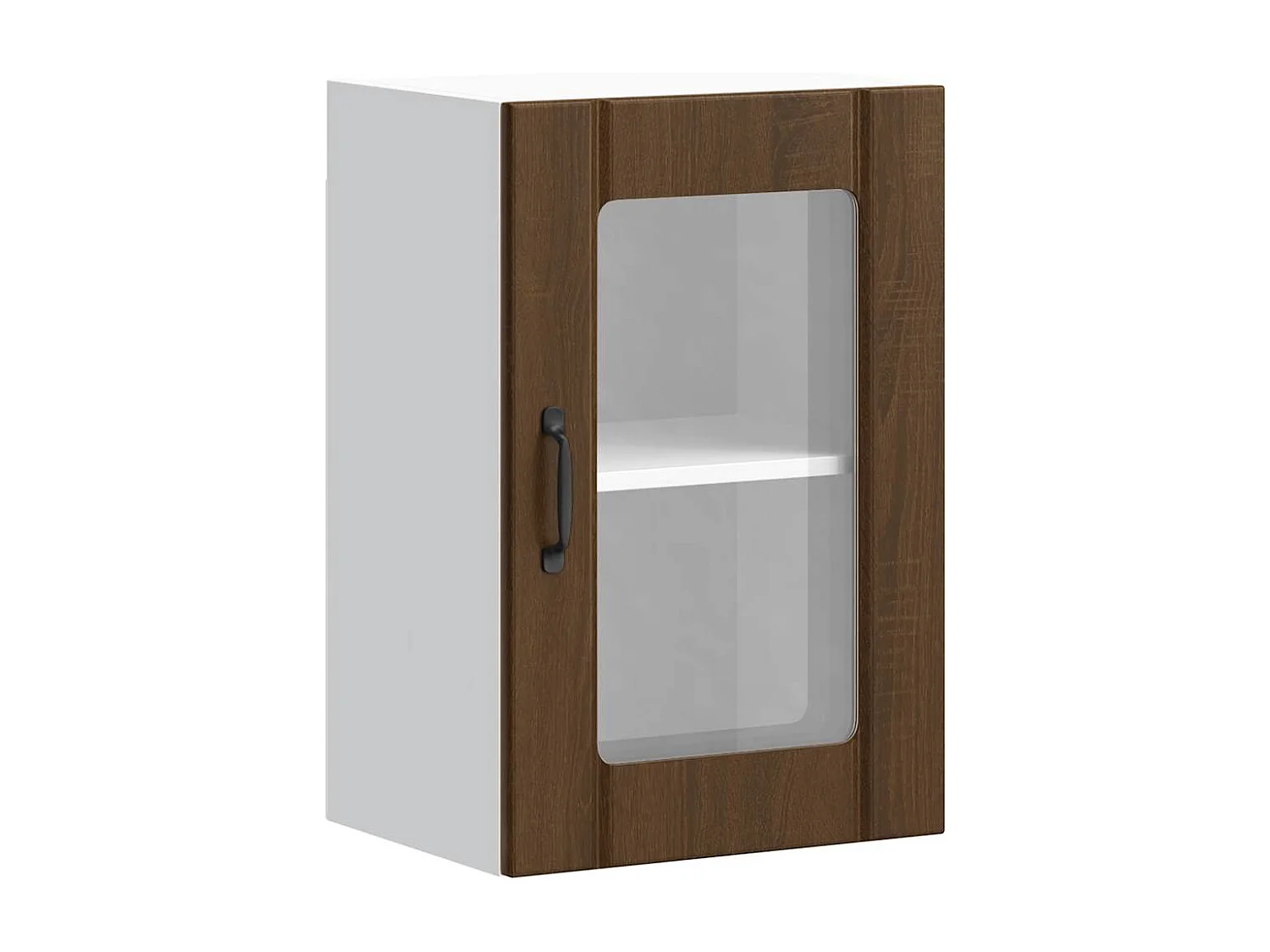 Armoire murale de cuisine et porte en verre Lucca chêne marron