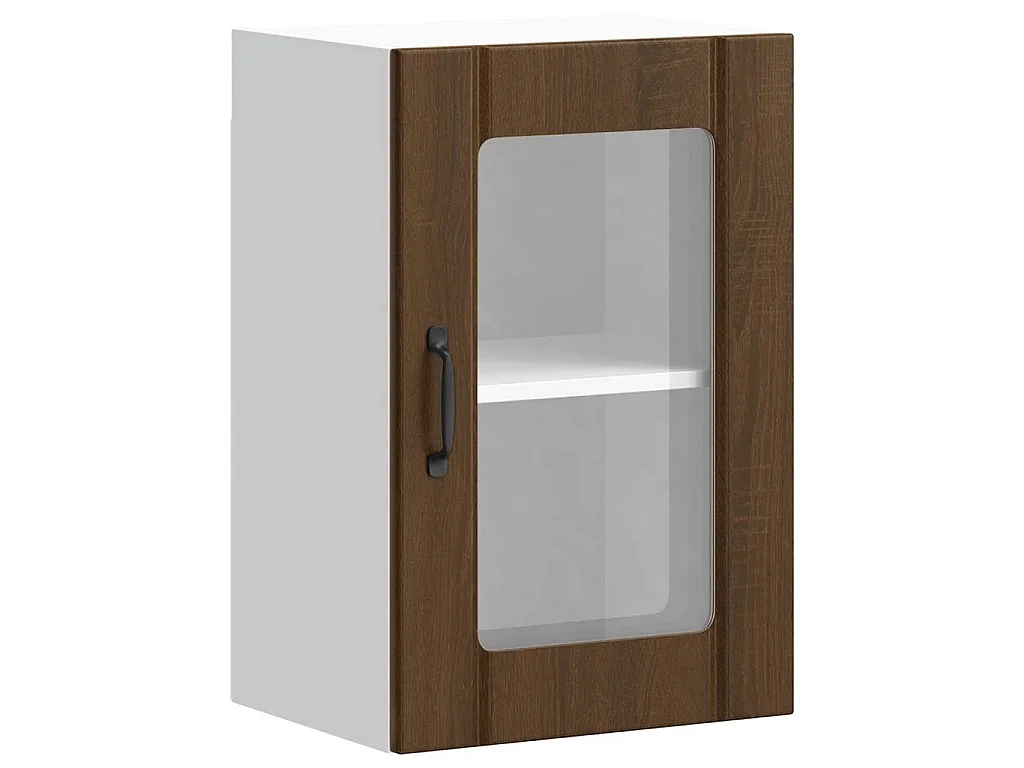 Armoire murale de cuisine et porte en verre Lucca chêne marron