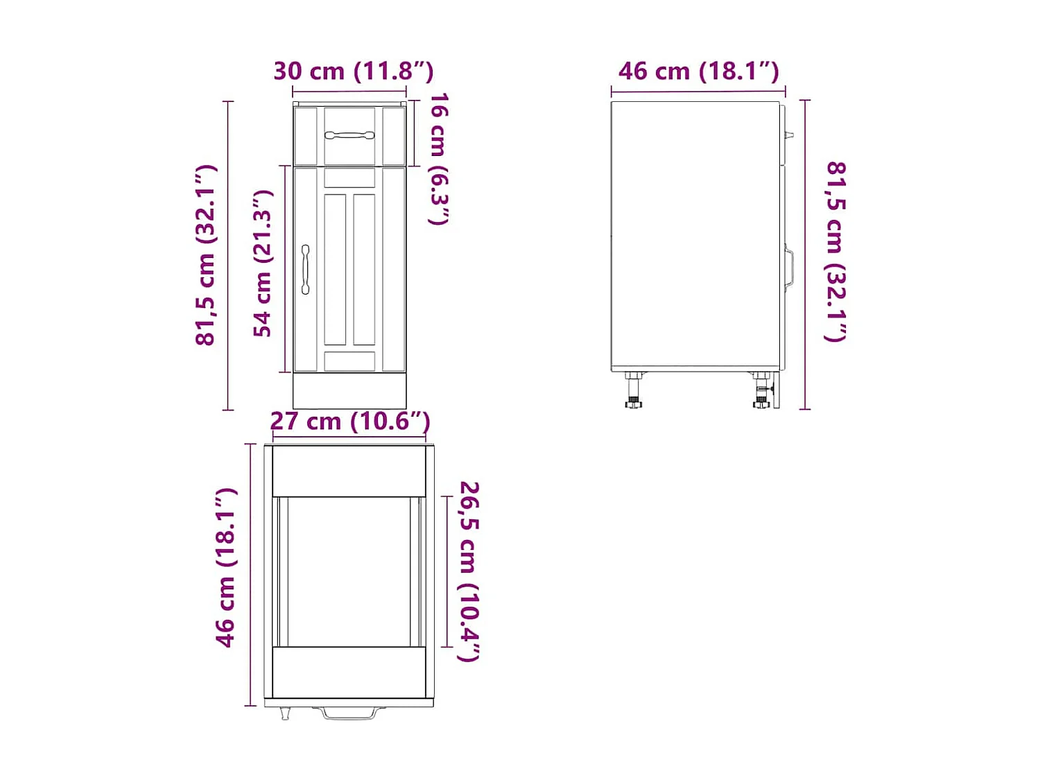 Onderkast Lucca bewerkt hout hoogglans wit
