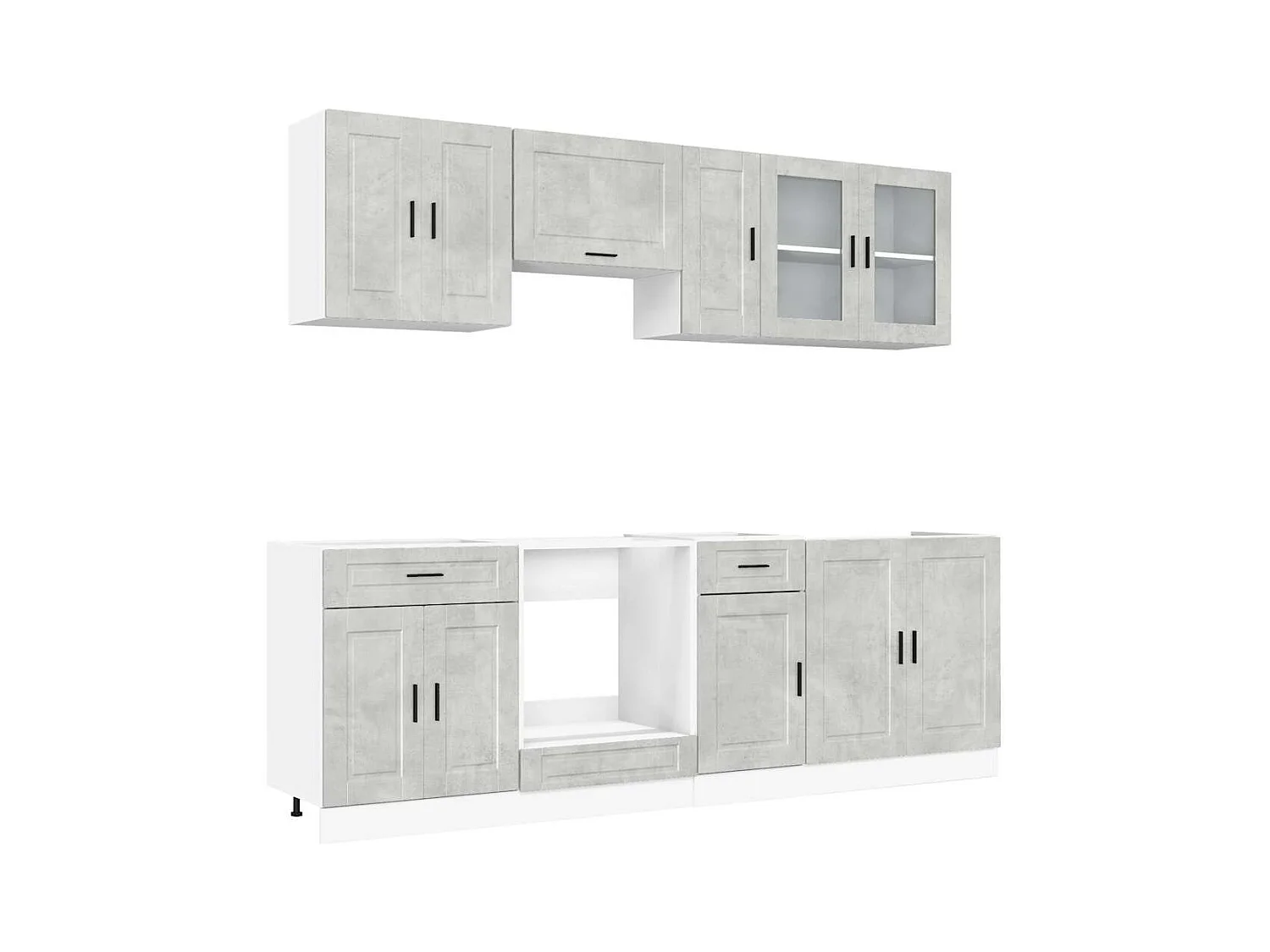 8-delige Keukenkastenset Porto bewerkt hout betongrijs