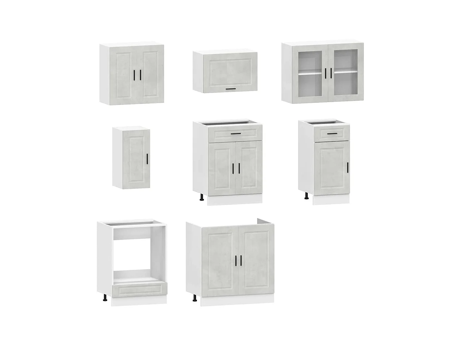 8-delige Keukenkastenset Porto bewerkt hout betongrijs