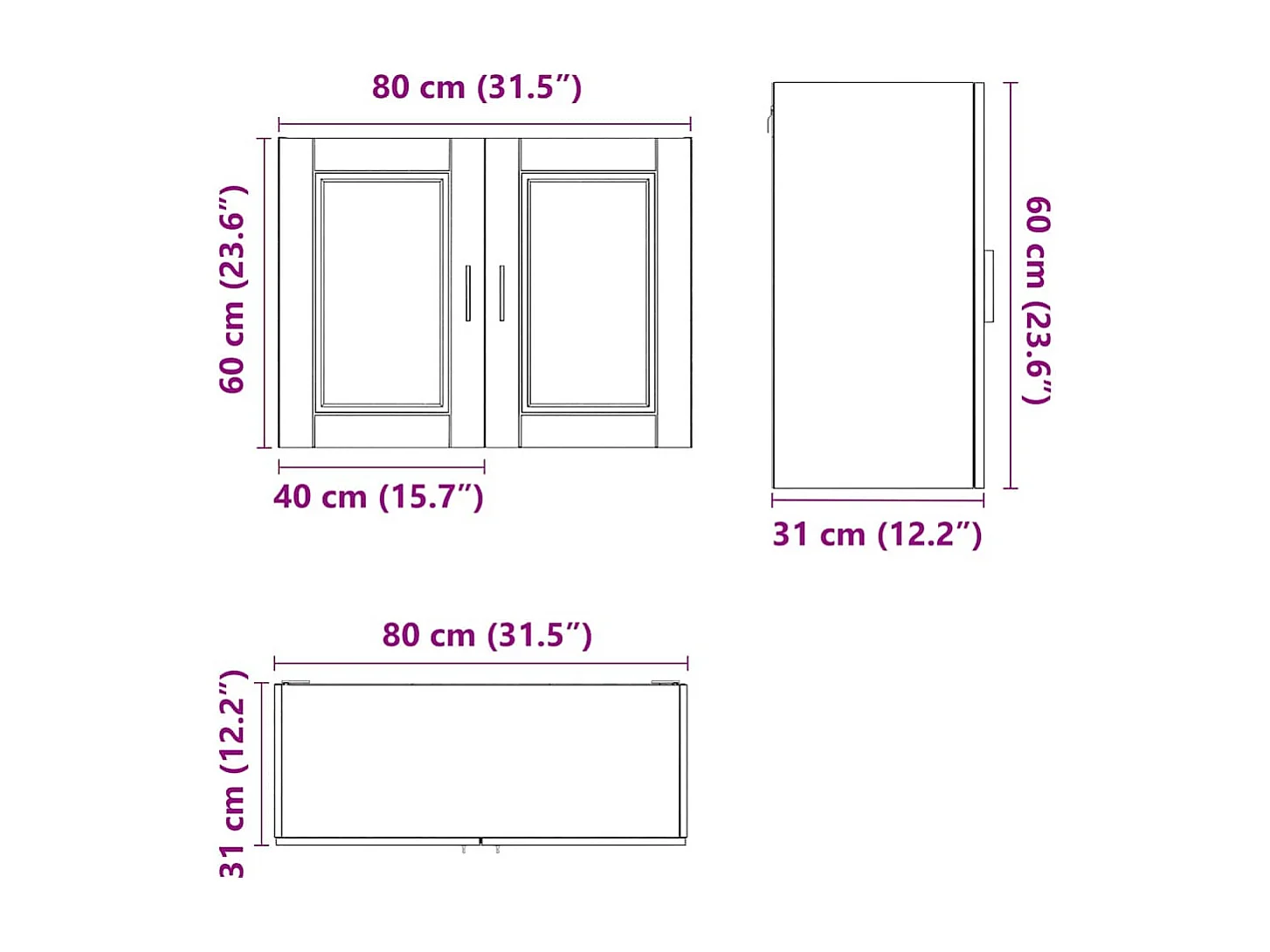 Armario de pared de cocina Porto madera vieja madera ingeniería