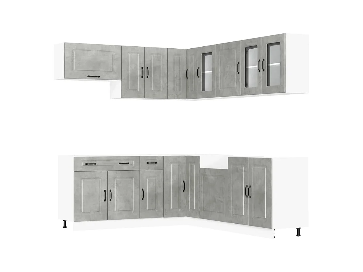 Mueble cocina Kalmar gris hormigón 11 pzas madera contrachapada