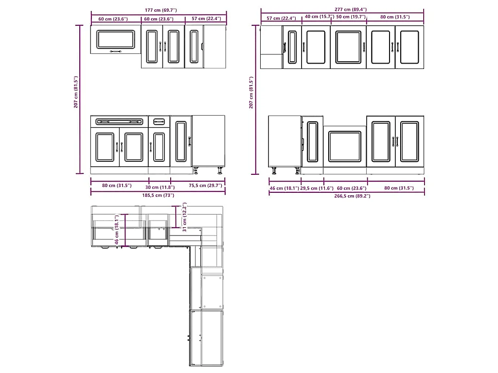 Ensemble d'armoires de cuisine 11 pcs Kalmar bois d'ingénierie