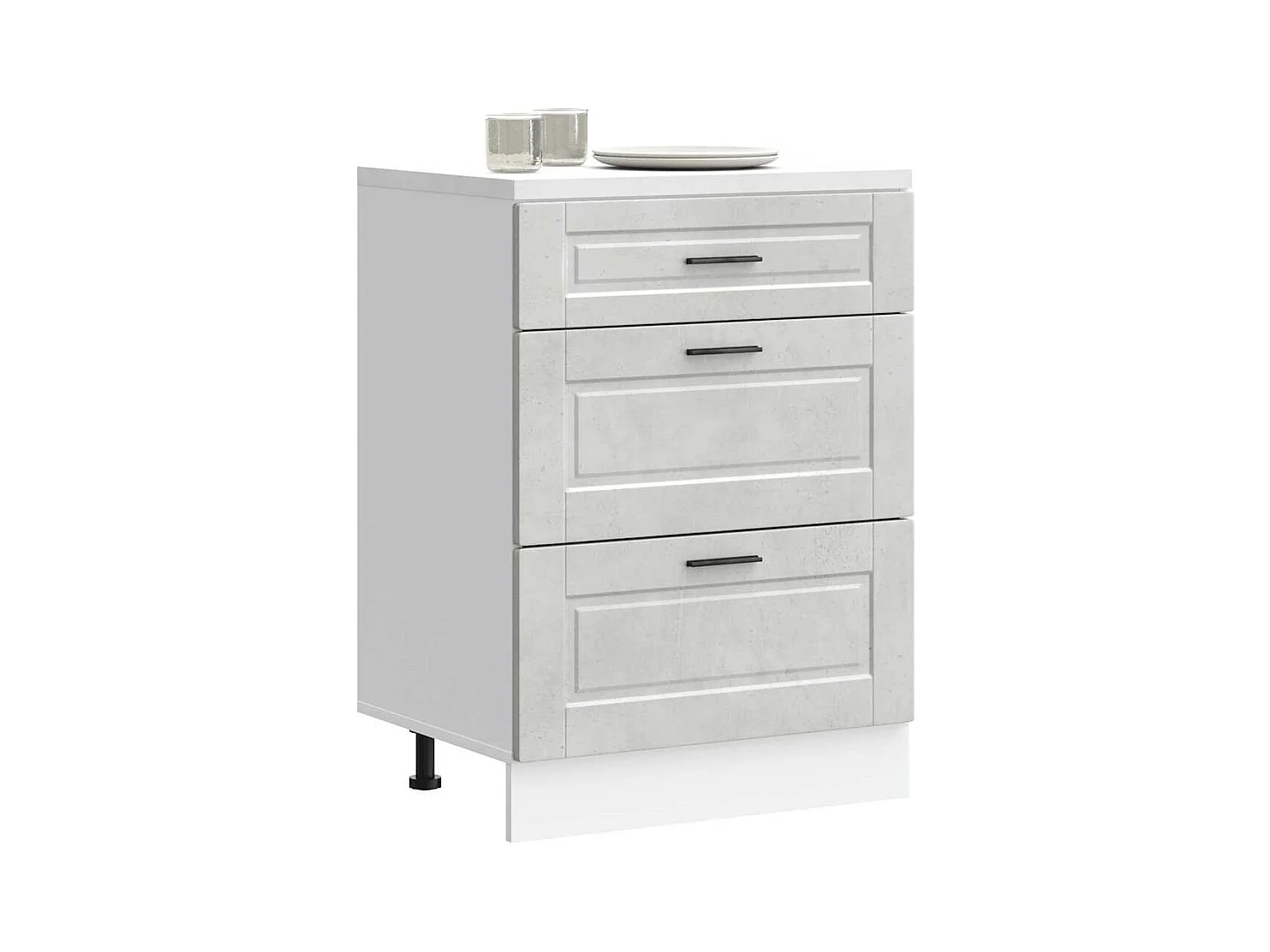 Armoire de cuisine Porto gris béton bois d'ingénierie