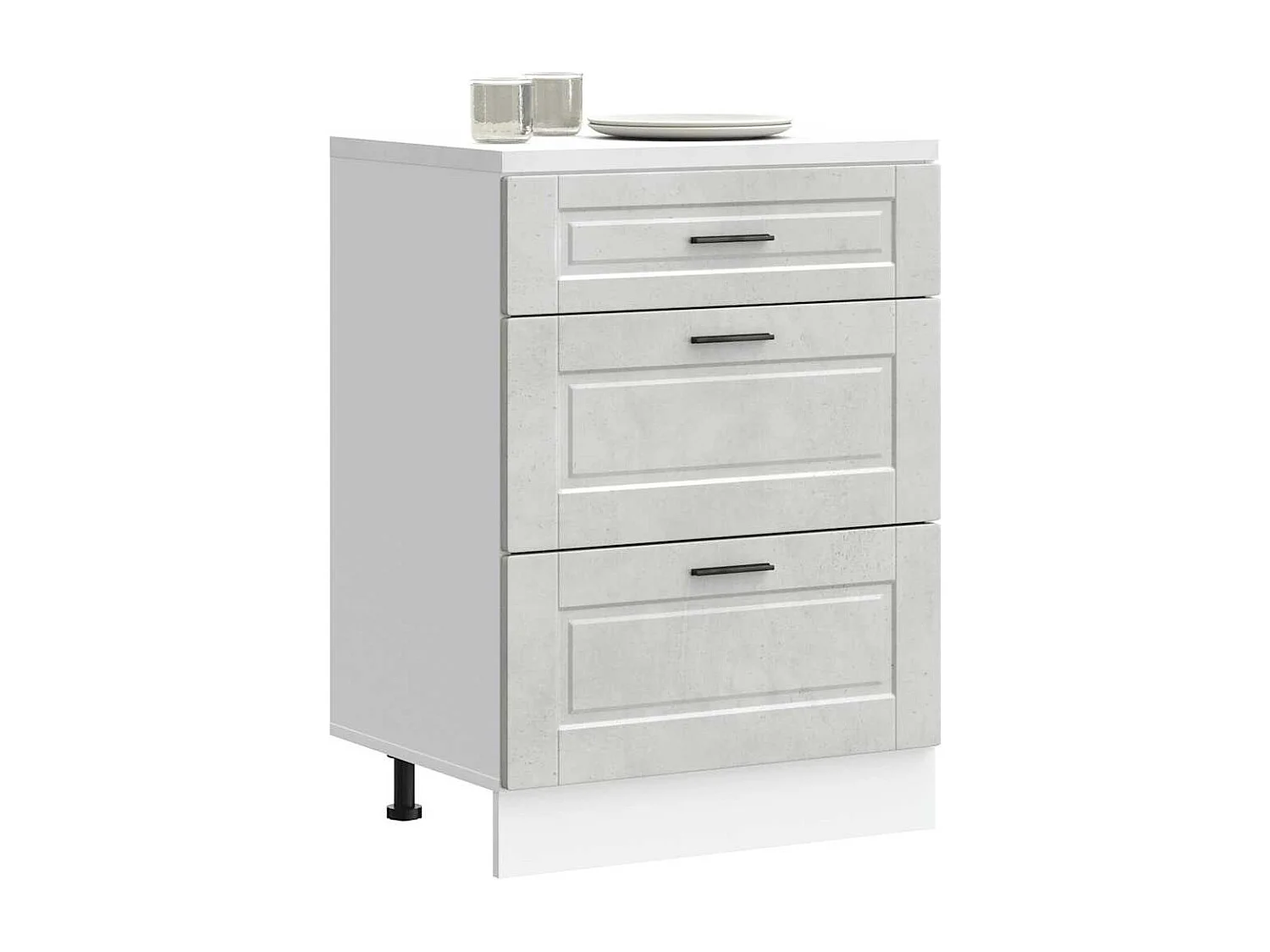 Mueble bajo de cocina porto gris cemento madera reconstituida