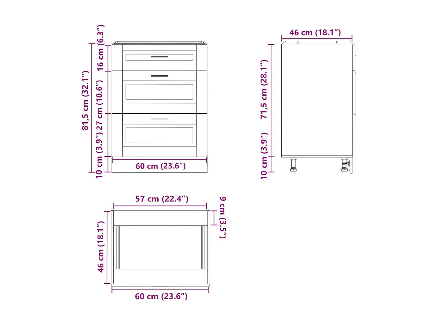 Mueble bajo de cocina porto gris cemento madera reconstituida