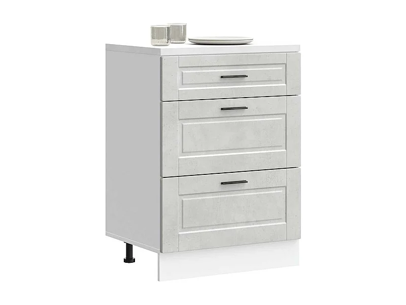 Armoire de cuisine Porto gris béton bois d'ingénierie