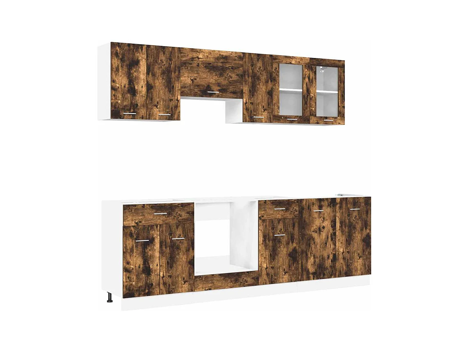 Ensemble de meubles de cuisine avec porte Lyon 8 pcs Chêne fumé