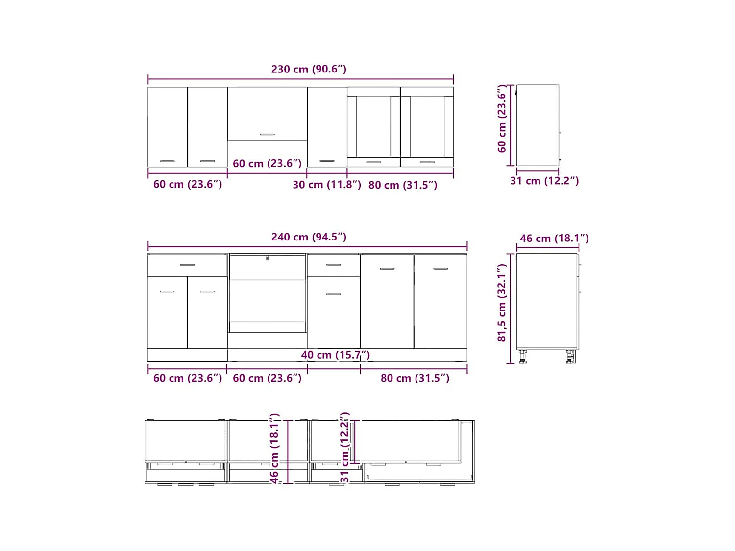 Ensemble de meubles de cuisine avec porte Lyon 8 pcs Chêne fumé