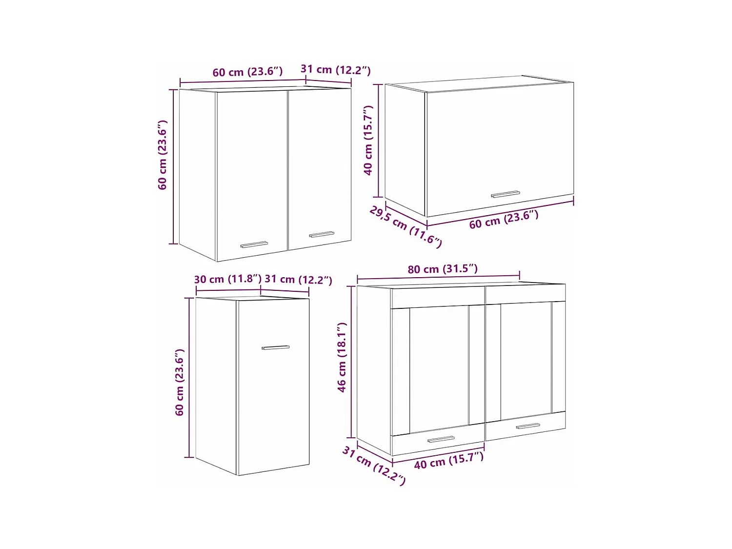 Ensemble de meubles de cuisine avec porte Lyon 8 pcs Chêne fumé