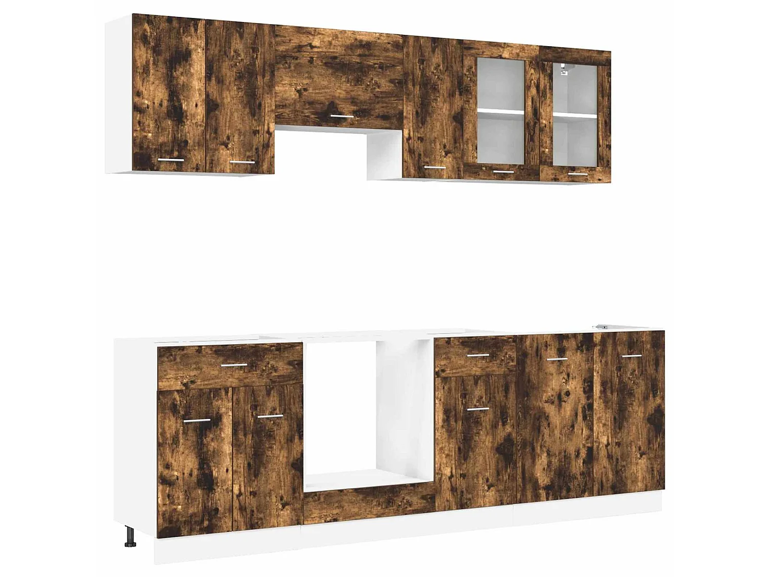 Keukenkastenset met lade Lyon 8 pcs Gerookt eiken Bewerkt hout