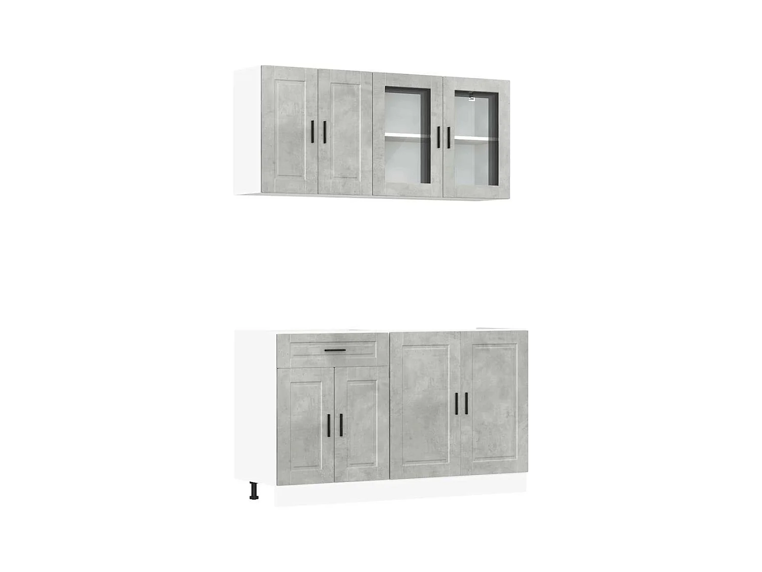 4-delige Keukenkastenset Porto bewerkt hout betongrijs