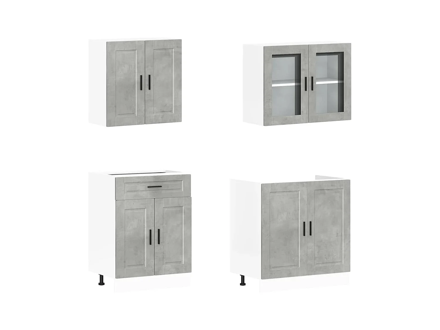 4-delige Keukenkastenset Porto bewerkt hout betongrijs