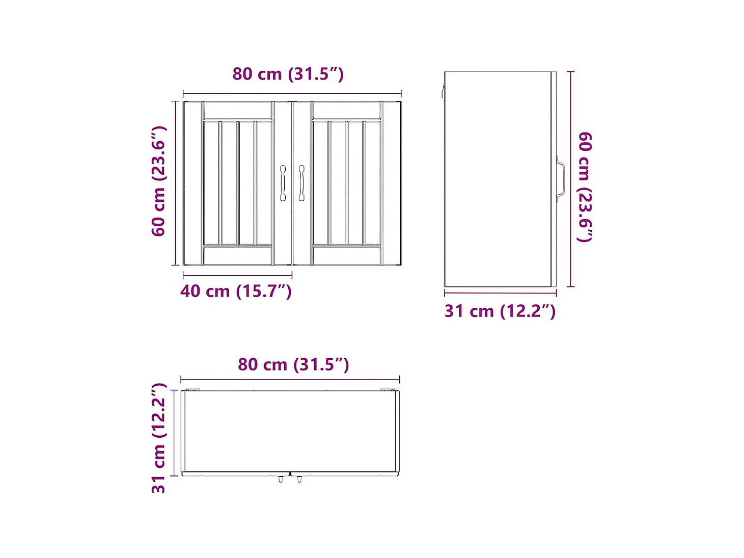 Keukenwandkast Lucca bewerkt hout sonoma eikenkleurig
