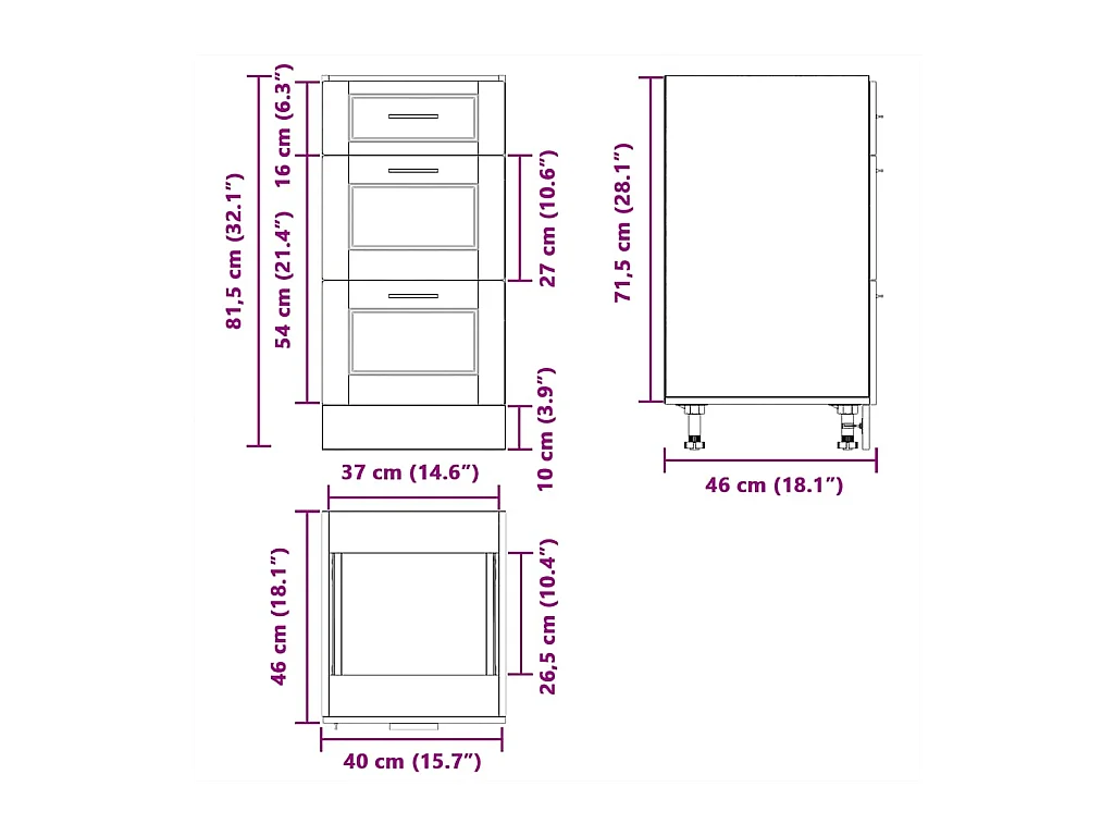 Mueble bajo de cocina porto roble ahumado madera reconstituida