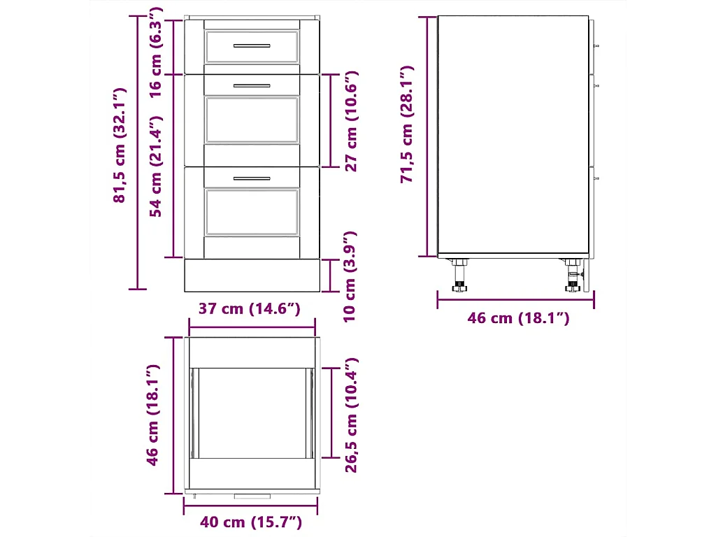 Armoire de cuisine Porto chêne fumé bois d'ingénierie