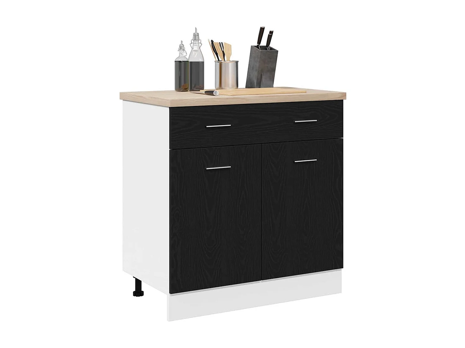 Armoire suspendue avec tiroir Riga Chêne noir 80 x 31 x 81.5 cm