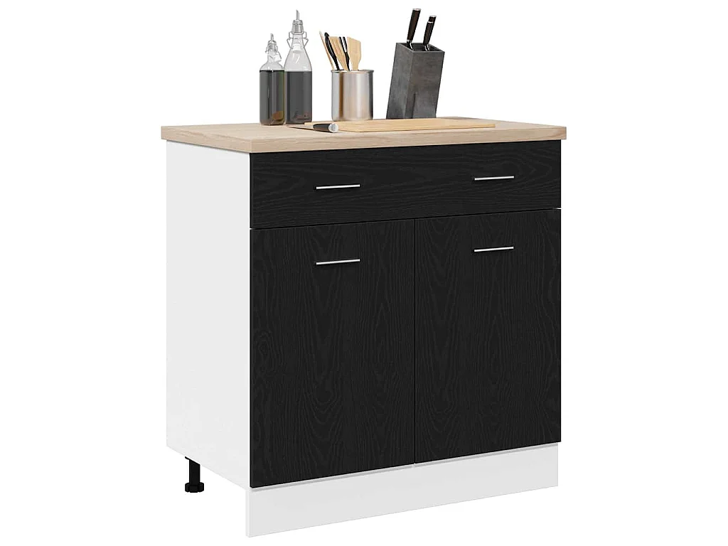 Armoire suspendue avec tiroir Chêne noir 80 x 31 x 81,5 cm