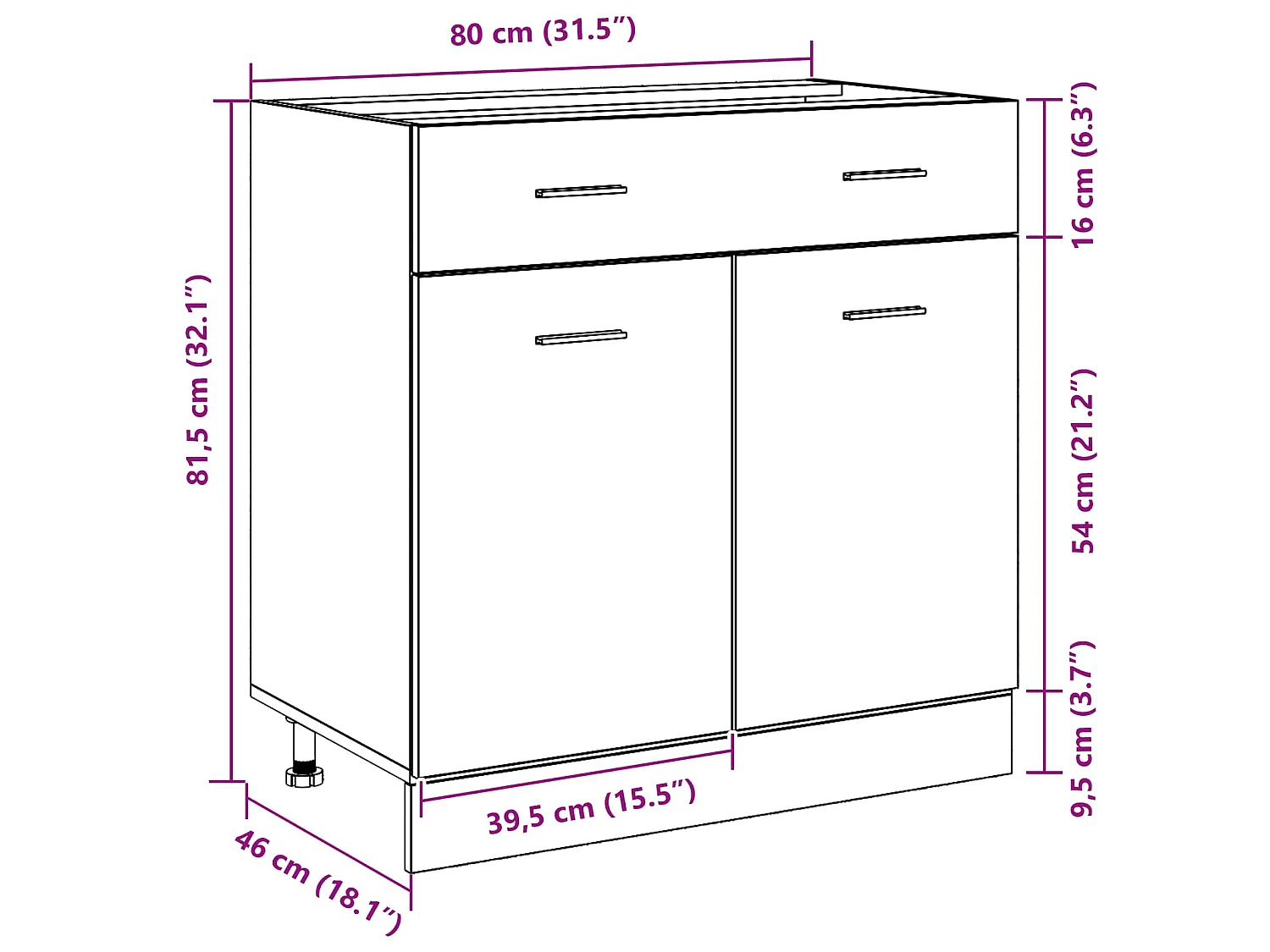 Armoire suspendue avec tiroir Chêne noir 80 x 31 x 81,5 cm