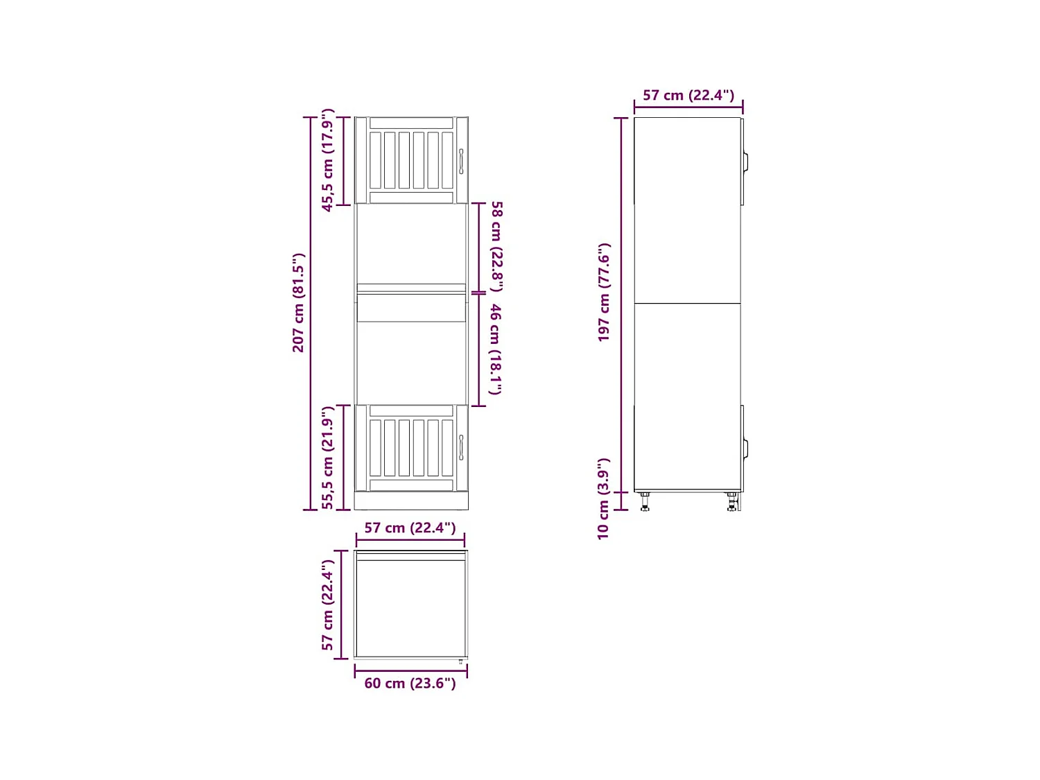 Armoires de four 2 pièces "Lucca" Chêne fumé Bois d'ingénierie