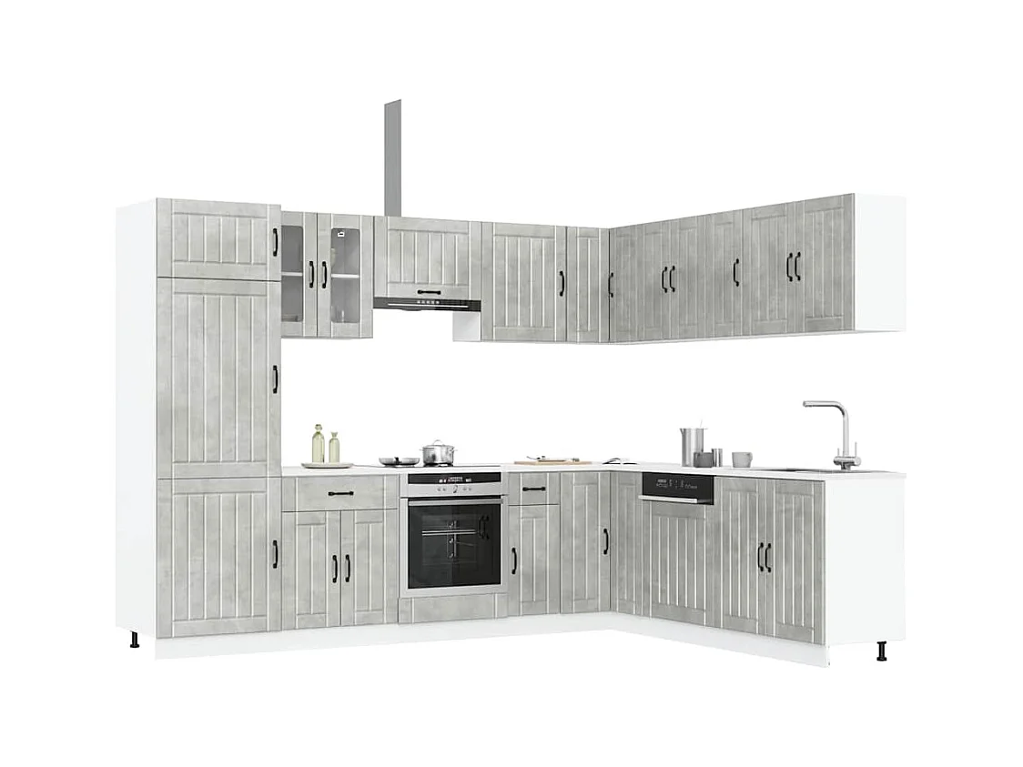 Set Mobili da Cucina 14 pz Lucca Grigio Cemento in Truciolato