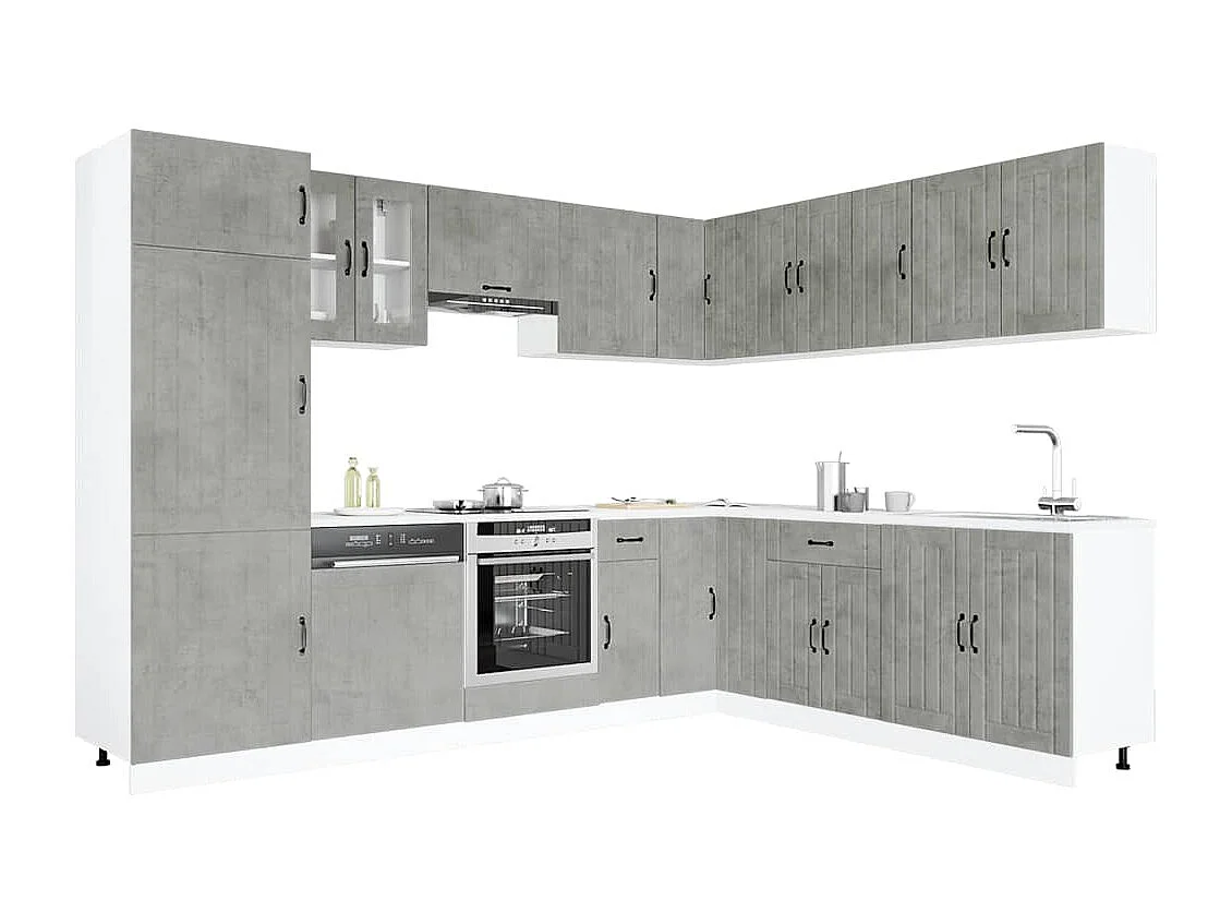 Set Mobili da Cucina 14 pz Lucca Grigio Cemento in Truciolato