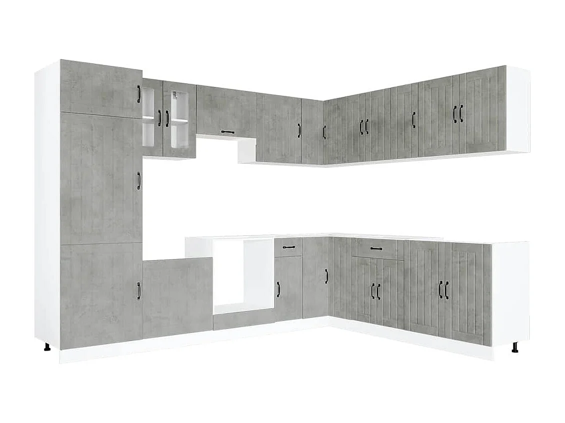 Set Mobili da Cucina 14 pz Lucca Grigio Cemento in Truciolato