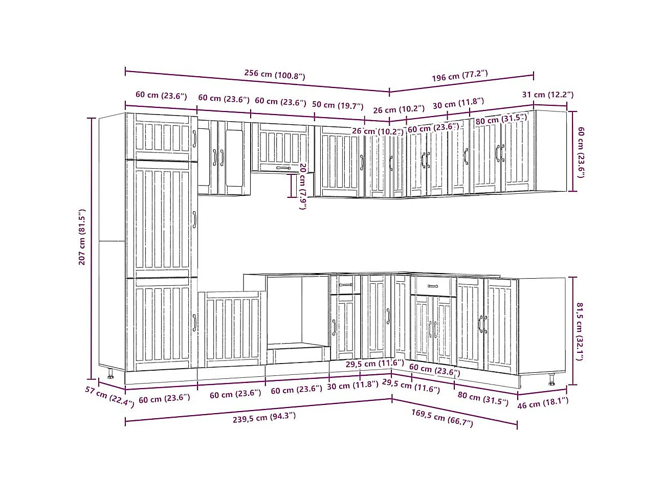 Set Mobili da Cucina 14 pz Lucca Grigio Cemento in Truciolato