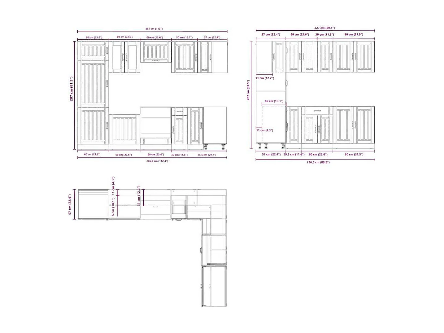Set Mobili da Cucina 14 pz Lucca Grigio Cemento in Truciolato