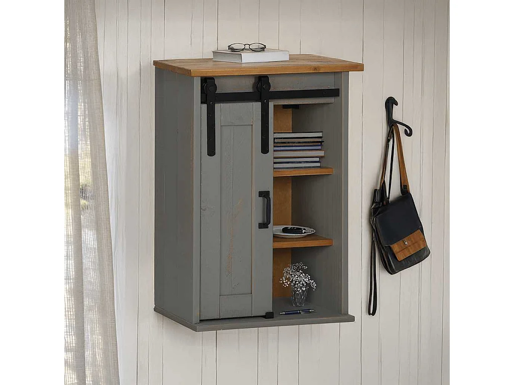 Armoire suspendue HALDEN porte coulissante gris 49x22,5x70 cm