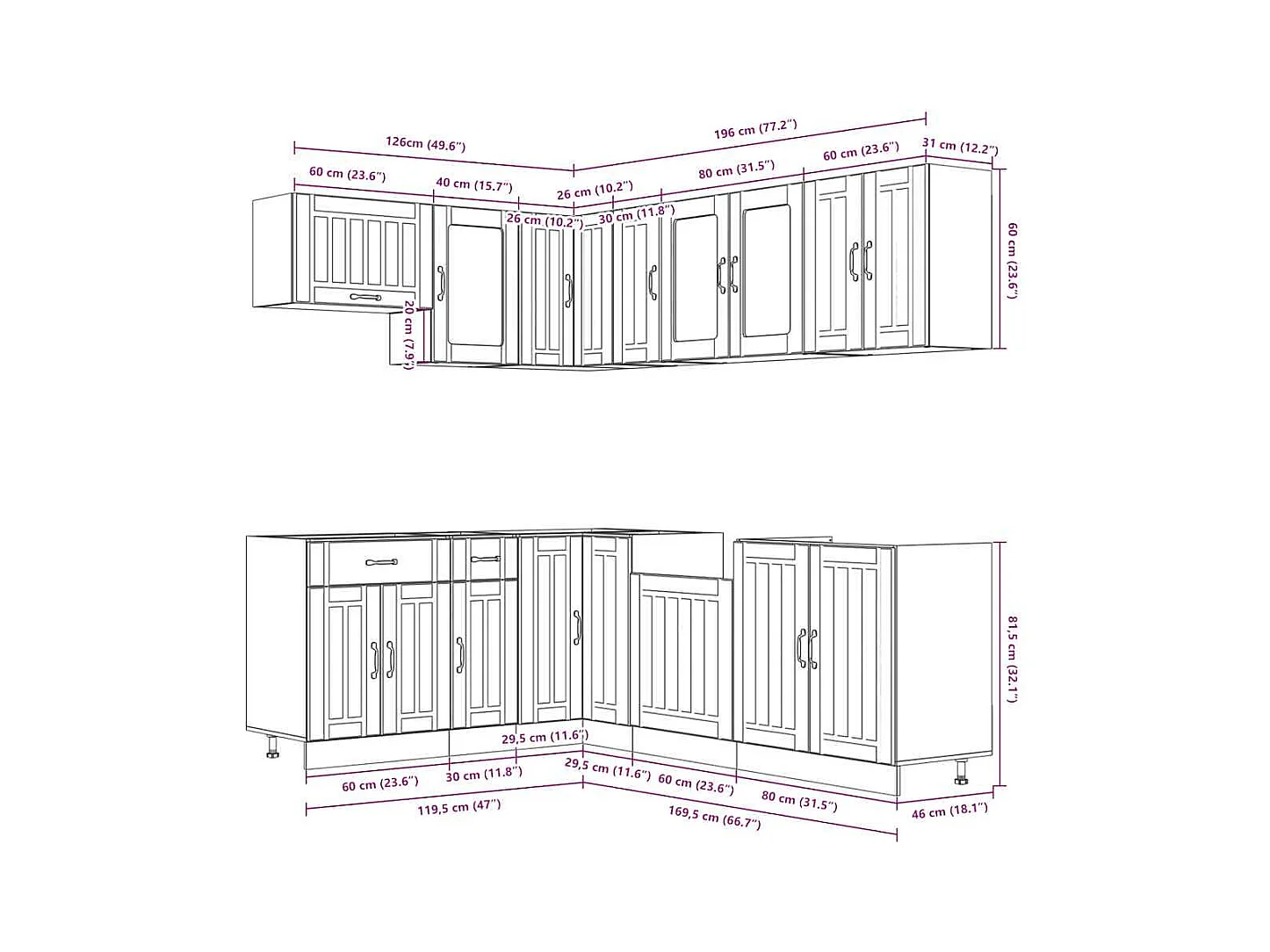 Ensemble d'armoires de cuisine 11 pcs Lucca bois d'ingénierie