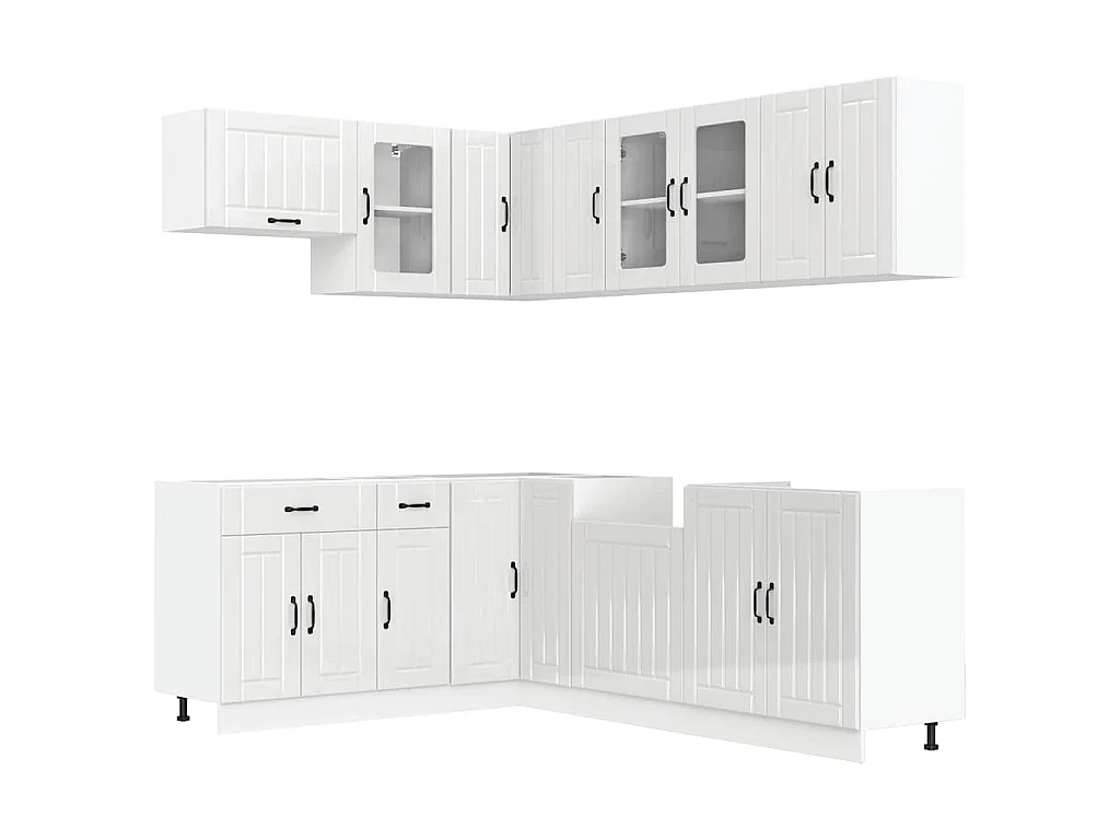 Set Mobili da Cucina 11 pz Lucca Bianchi Lucido in Truciolato