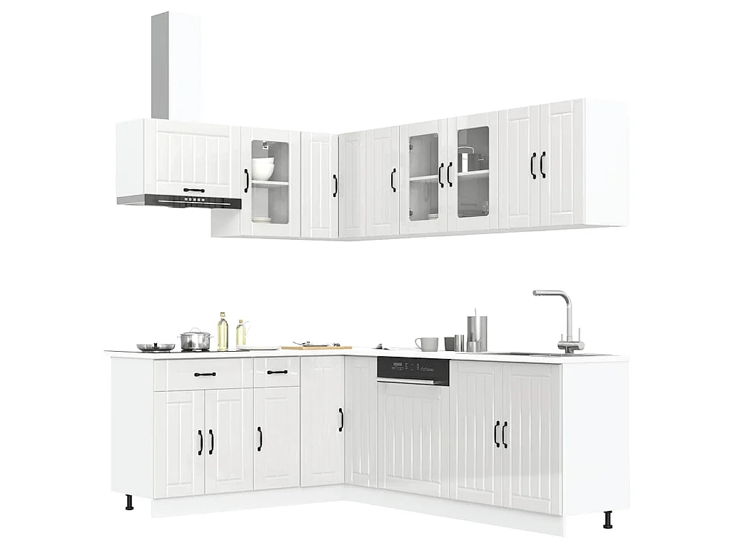 Set Mobili da Cucina 11 pz Lucca Bianchi Lucido in Truciolato