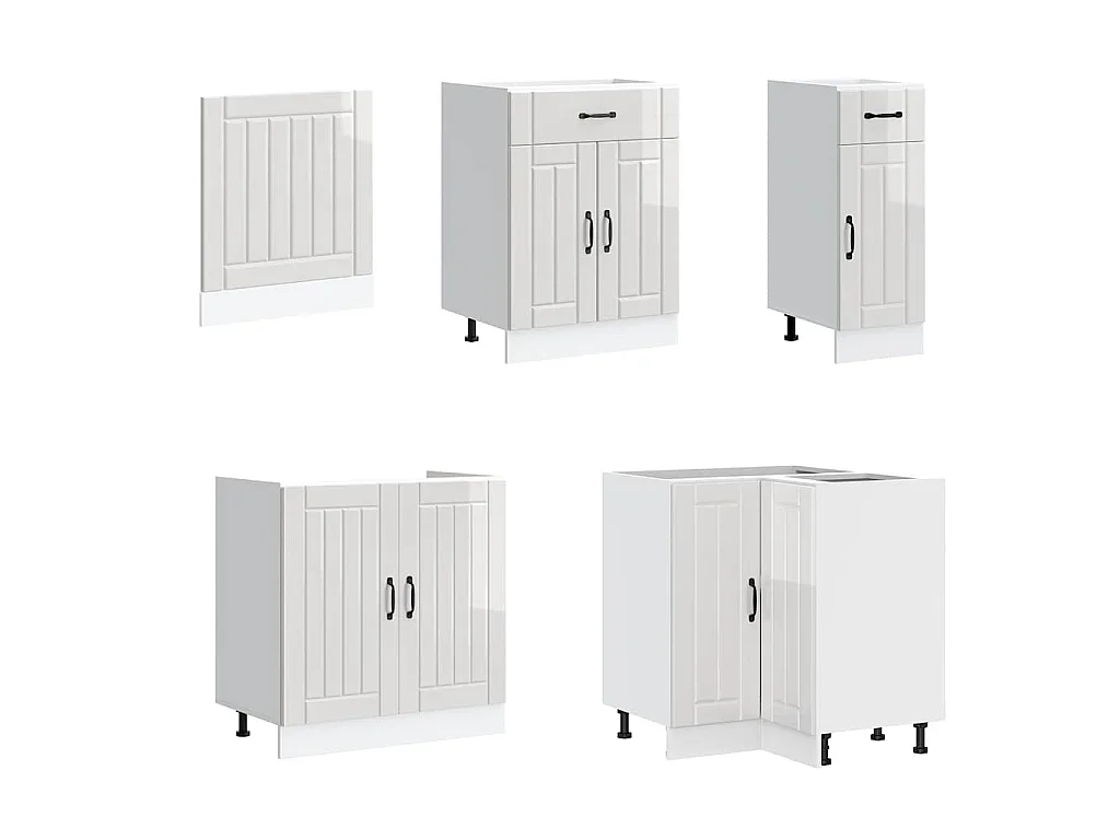 Set Mobili da Cucina 11 pz Lucca Bianchi Lucido in Truciolato