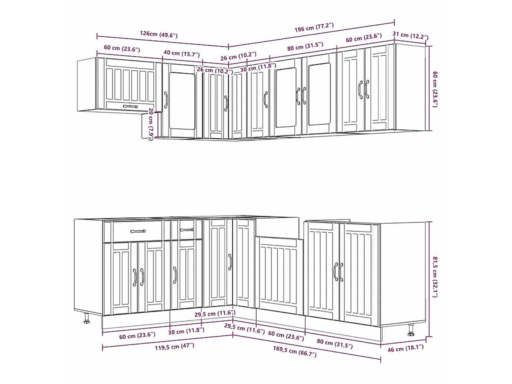 11-tlg. Küchenschrank-Set Lucca Hochglanz-Weiß Holzwerkstoff