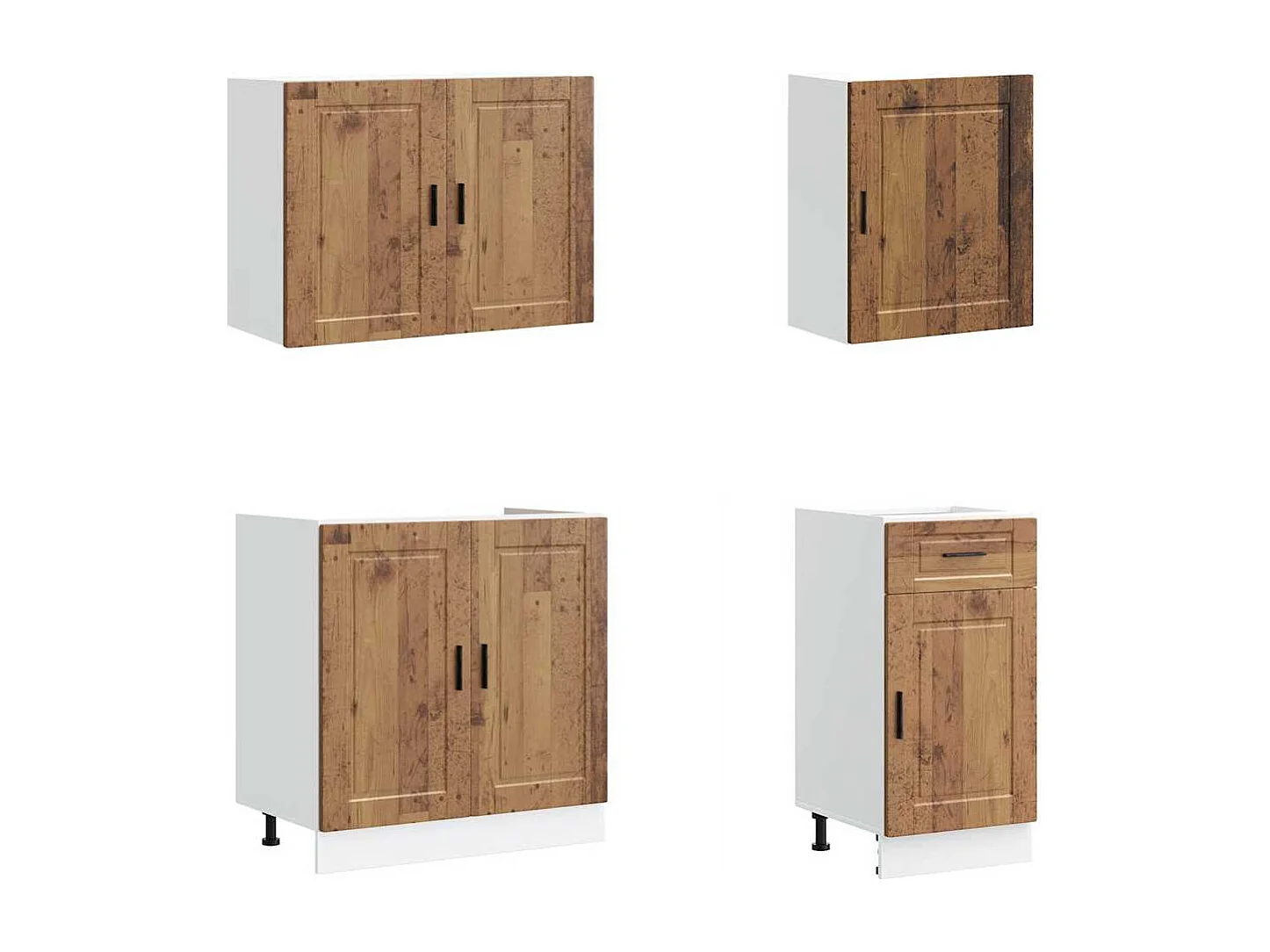 7 peças armário de cozinha conjunto Porto madeira velha