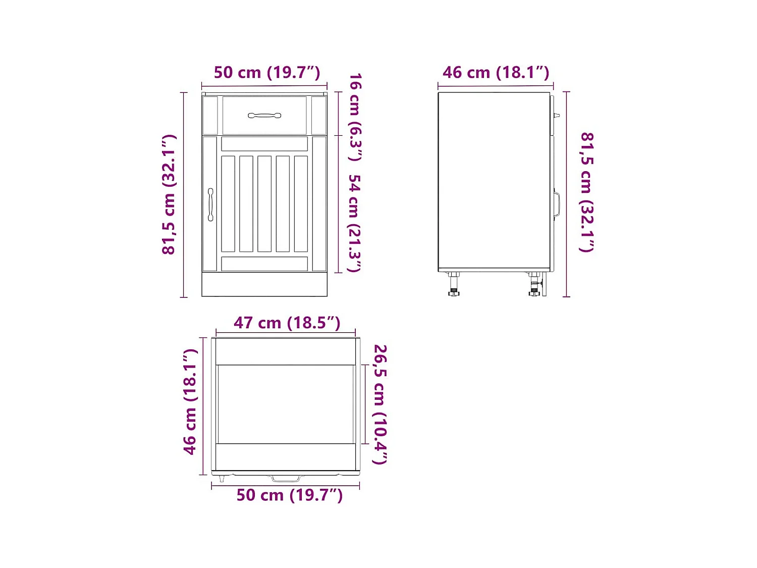 Armário de cozinha baixo Lucca deriv. madeira branco brilhante