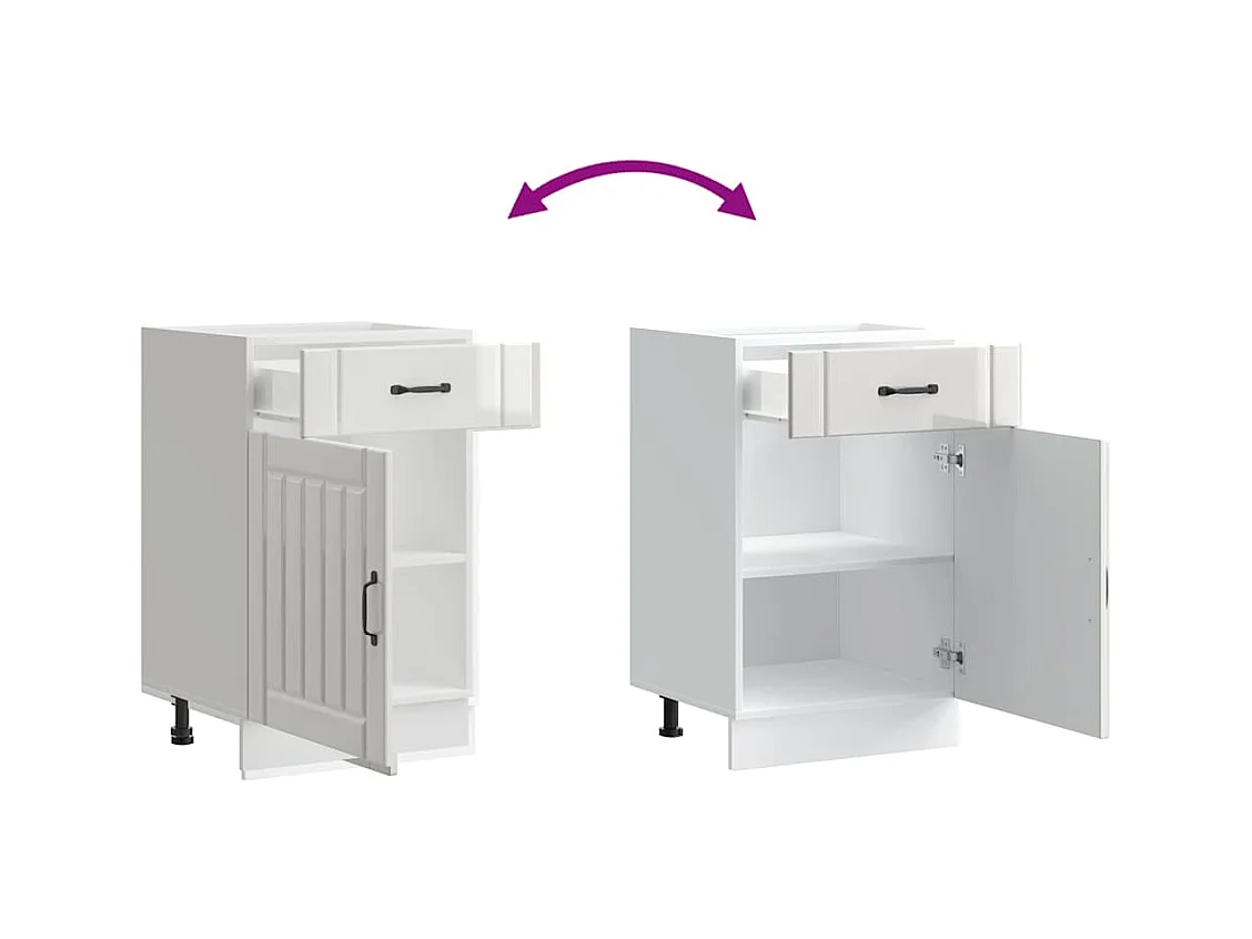 Armário de cozinha baixo Lucca deriv. madeira branco brilhante