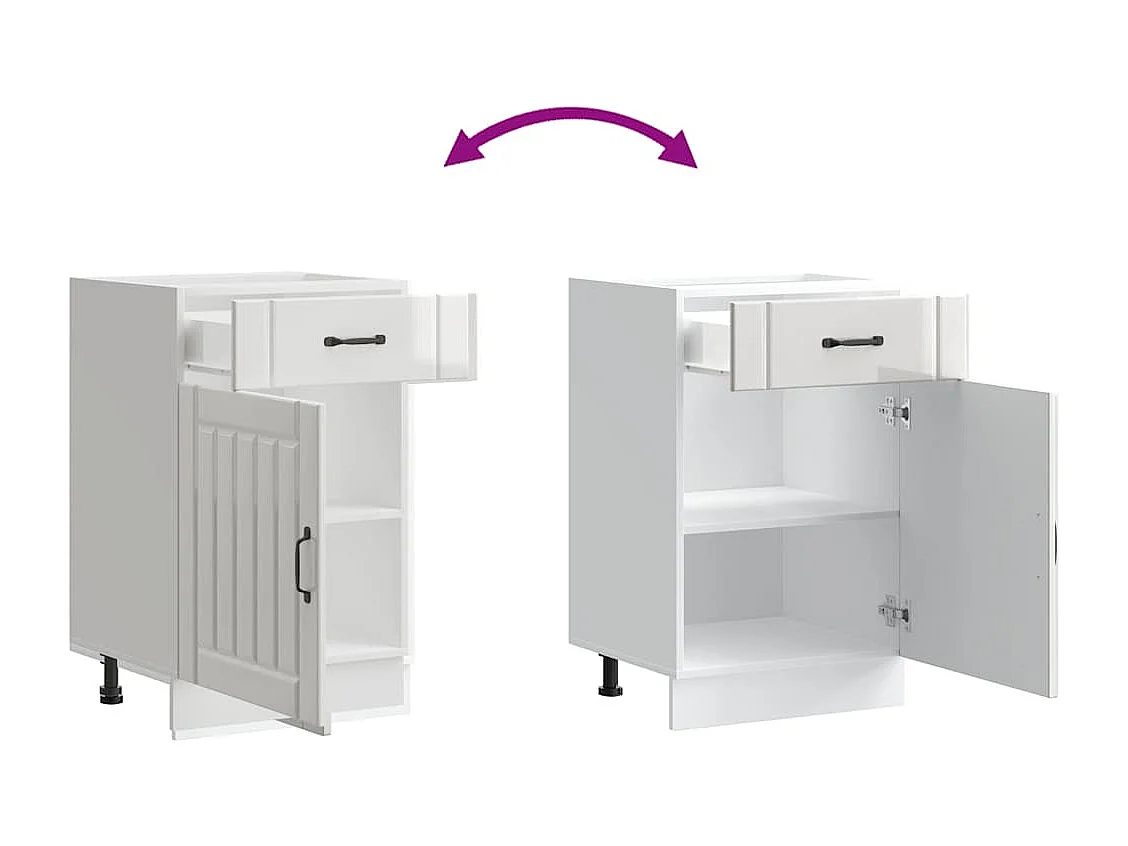 Armoire de cuisine Lucca blanc brillant bois ingénierie