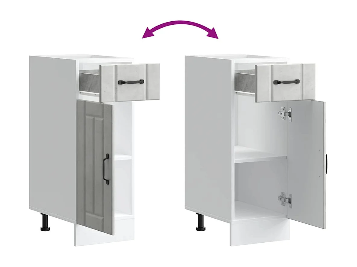 Armoire de cuisine Lucca gris béton bois ingénierie