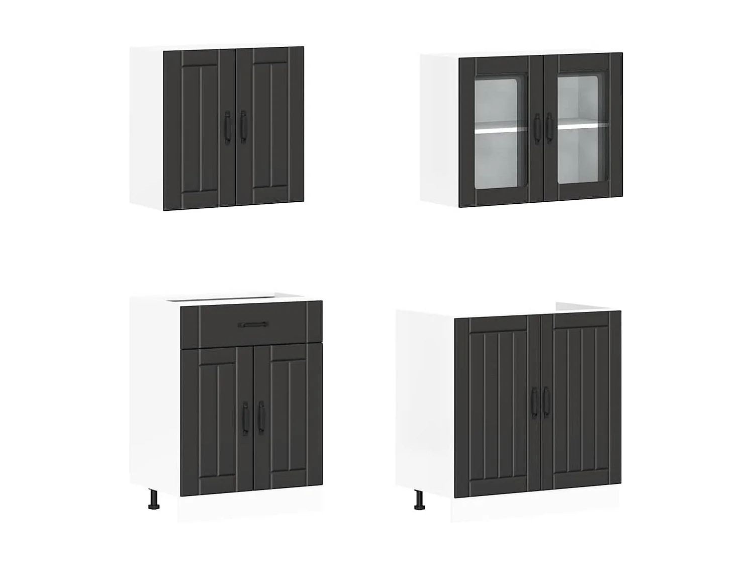 4 peças armário de cozinha conjunto Lucca preto