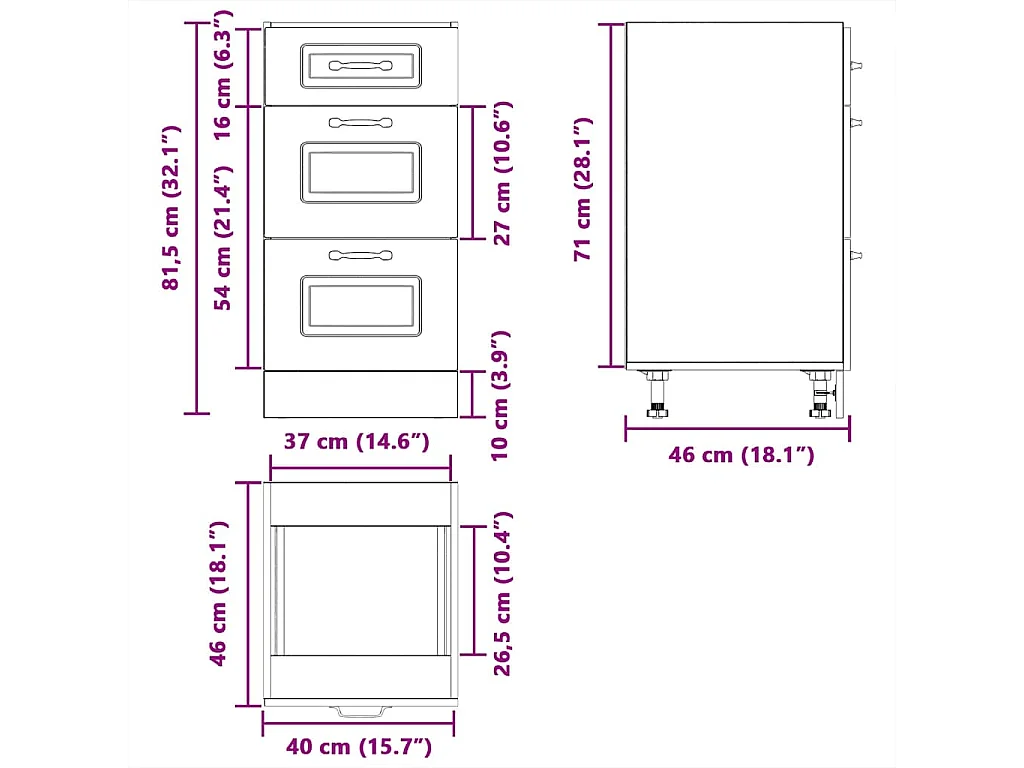 Armoire de cuisine Kalmar sonoma gris bois d'ingénierie