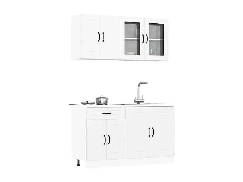 4 peças armário de cozinha conjunto Kalmar branco