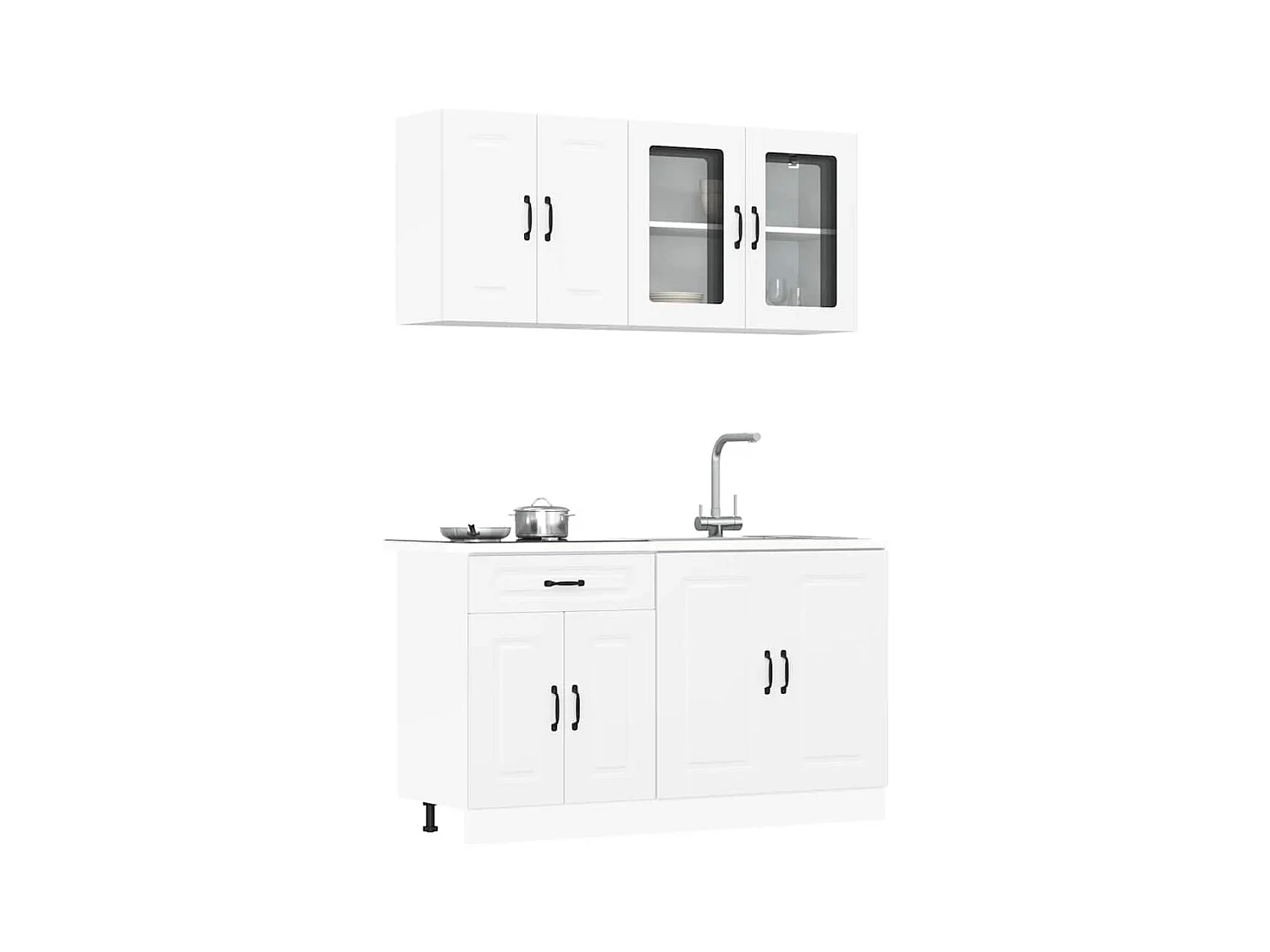 4 peças armário de cozinha conjunto Kalmar branco