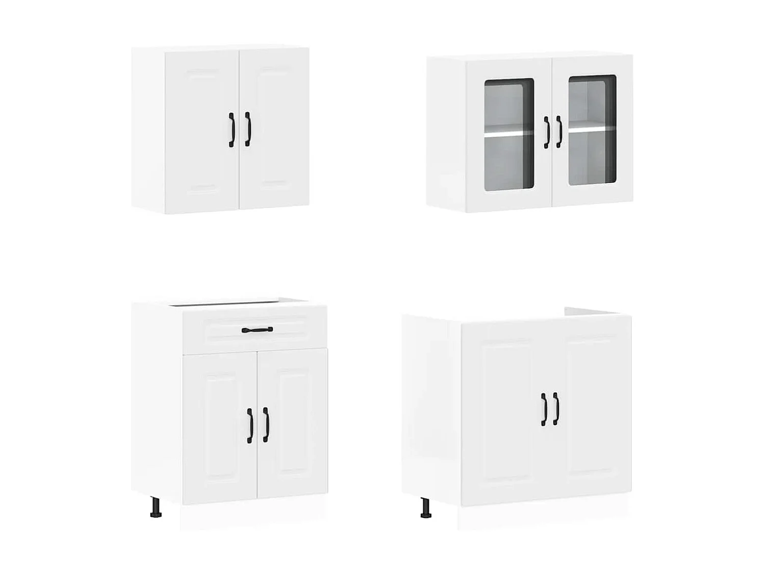 Ensemble d'armoires cuisine 4pcs Kalmar blanc bois d'ingénierie