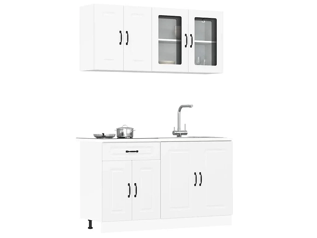 4 peças armário de cozinha conjunto Kalmar branco