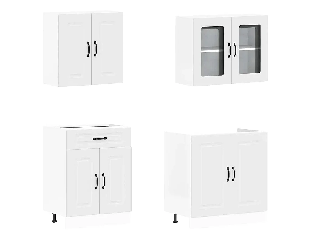 4 peças armário de cozinha conjunto Kalmar branco
